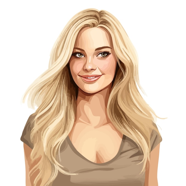 Vector una mujer rubia atractiva y sonriente.