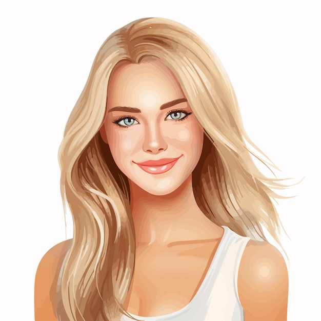 Vector una mujer rubia atractiva y sonriente.