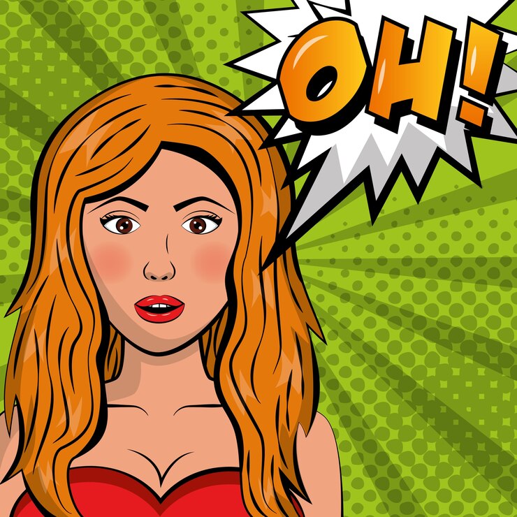 Vector mujer rubia comic pop art oh explosión