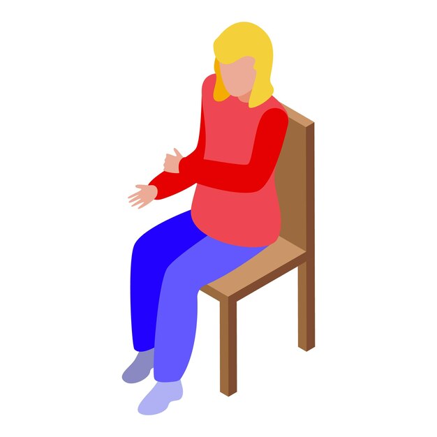Mujer rubia sentada en una silla gestando con las manos