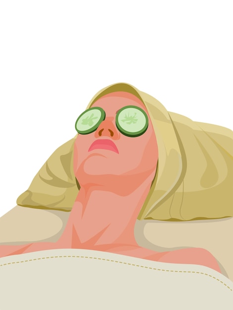 Vector mujer en salón de belleza con masaje spa antienvejecimiento en un salón de belleza