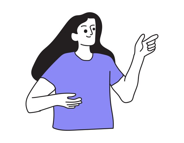 Mujer señalando con confianza con una sonrisa
