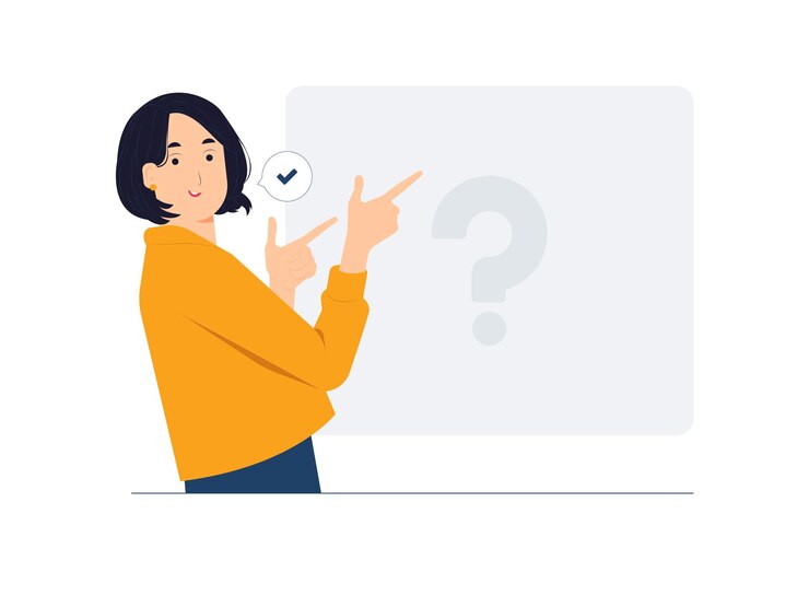 Vector mujer señalando con el dedo índice en la esquina superior izquierda y derecha con expresión feliz y mostrando consejos, use este espacio de copia sabiamente ilustración conceptual