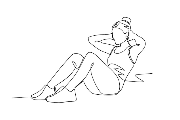 Mujer sentada concepto dibujo en línea