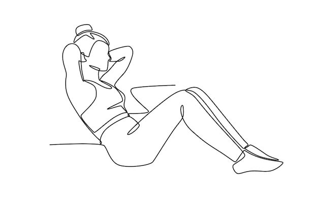 Mujer sentada concepto dibujo en línea