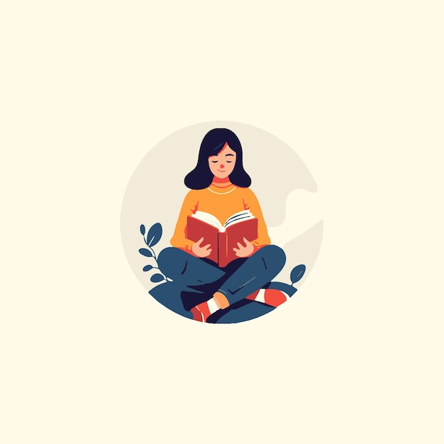 mujer sentada estudiando un libro