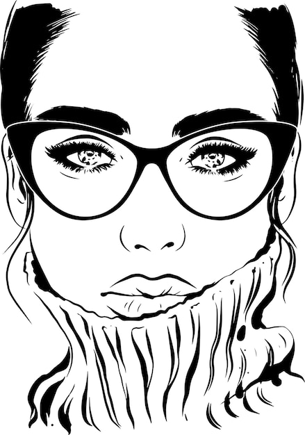 Vector mujer seria y atractiva con gafas