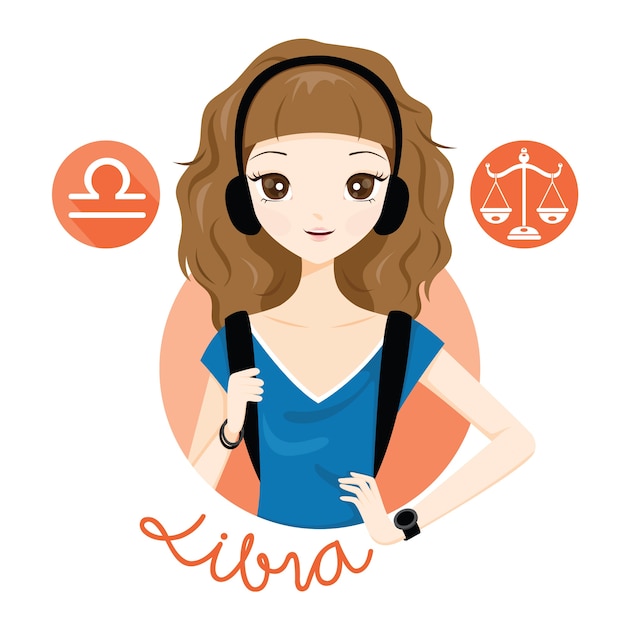 Vector mujer con signo del zodíaco libra