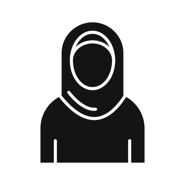 Mujer con el símbolo del icono del hijab en fondo blanco