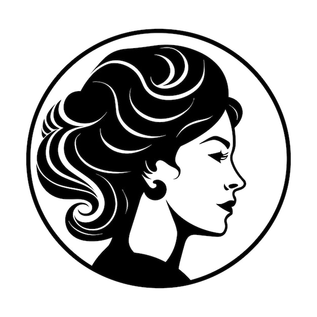 Mujer sinhouette icono simple vector cabeza y cabello símbolo ilustración