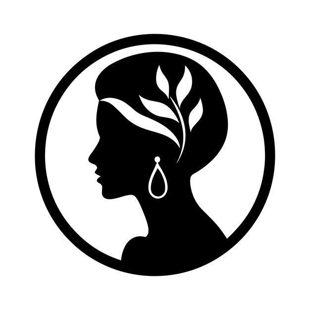 Mujer Sinhouette Icono Simple Vector Cabeza y Cabello Símbolo Ilustración