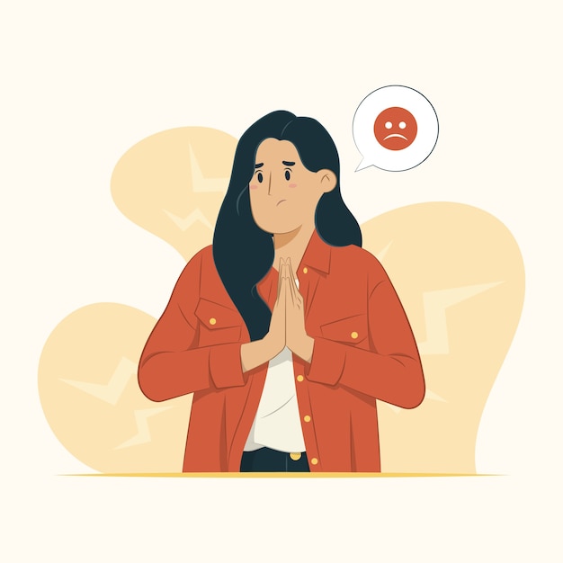 Mujer sintiendo lo siento ilustración del concepto