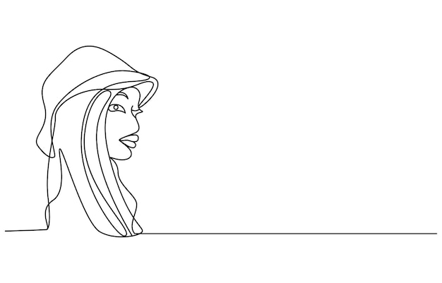 Mujer con sombrero - Dibujo continuo de líneas