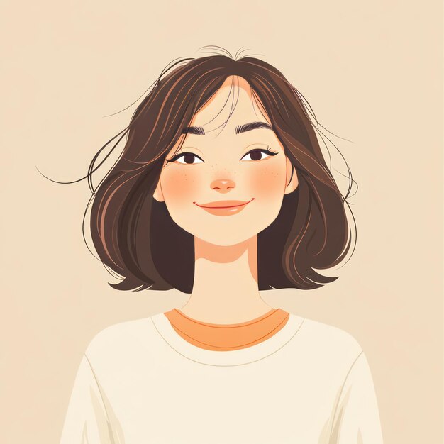 Mujer sonriente con cabello corto y marrón