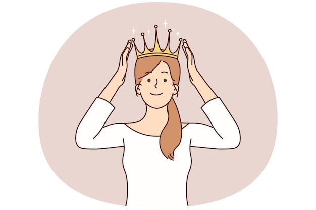 mujer sonriente, con, corona, en, cabeza