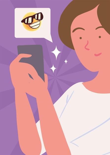 Mujer sonriente con smartphone