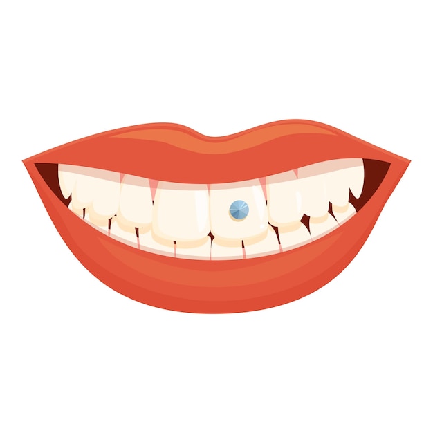 Mujer sonrisa icono dibujos animados vector diente gema cuidado abolladura
