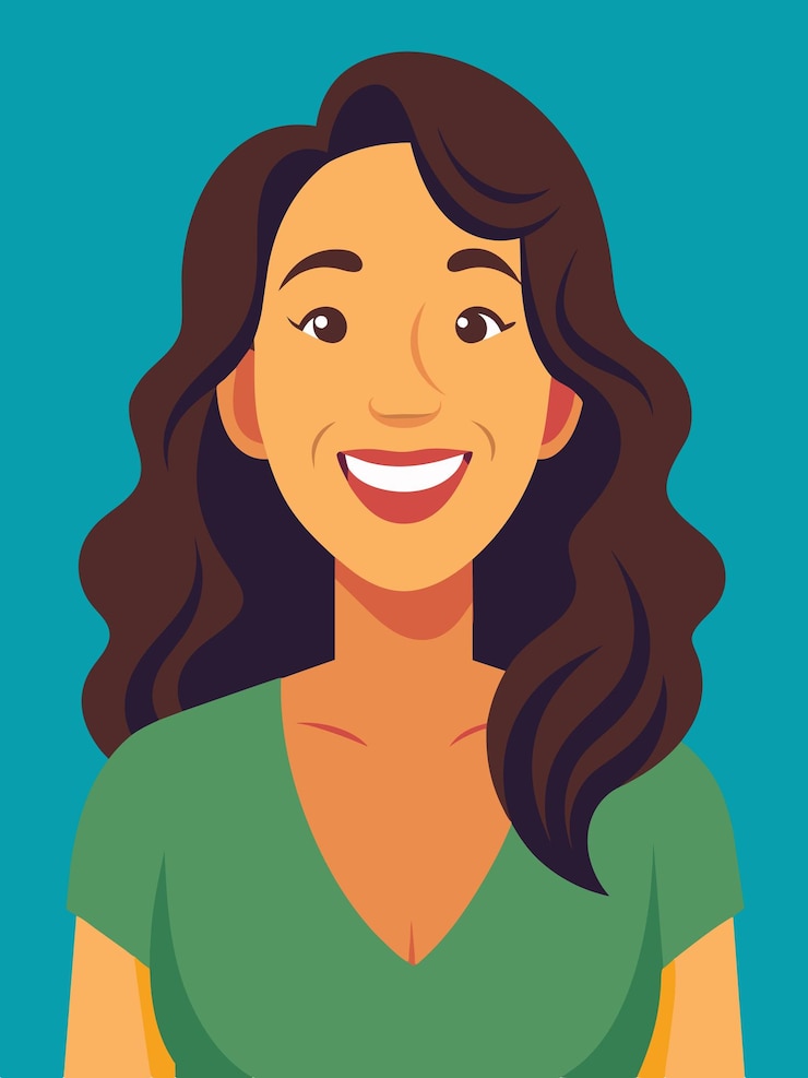 Vector una mujer con una sonrisa que dice " ella es una chica "