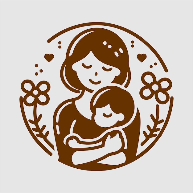 una mujer sosteniendo a un bebé en sus brazos con un patrón floral