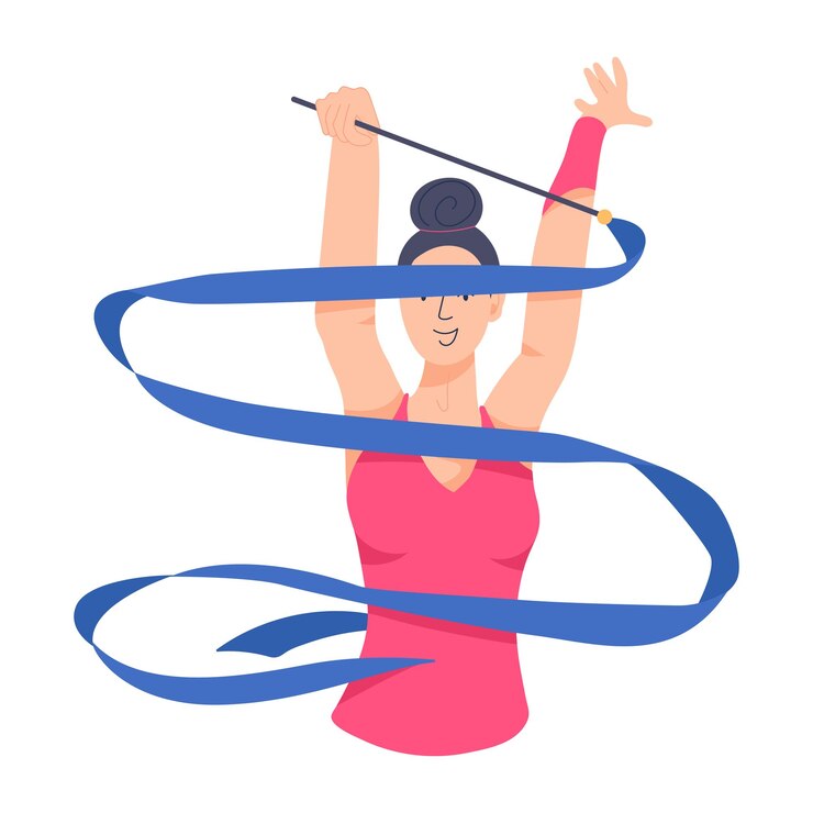 Vector mujer sosteniendo la cinta de gimnasta ilustración gorda