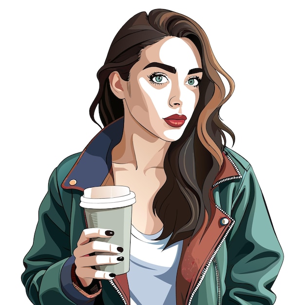 una mujer sosteniendo una taza de café Starbucks