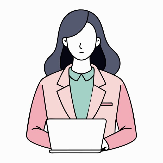 una mujer sostiene una computadora portátil y una pantalla blanca que dice que está sosteniendo un objeto blanco