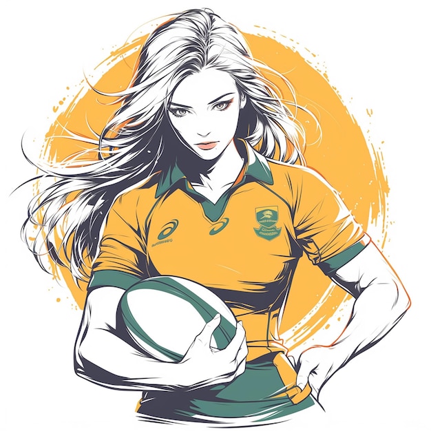 Vector una mujer sudafricana está jugando al rugby