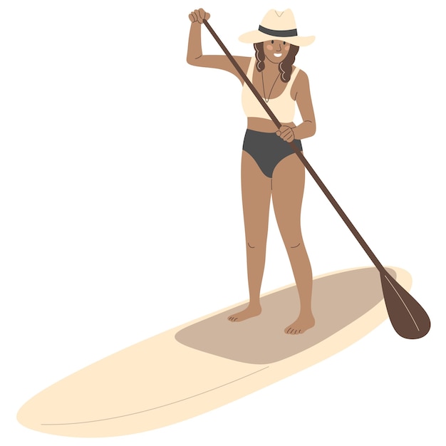 Vector una mujer en una tabla de sup