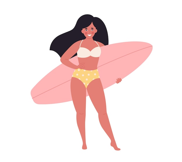 Mujer con tabla de surf Actividad de verano verano surf Hola verano Vacaciones de verano