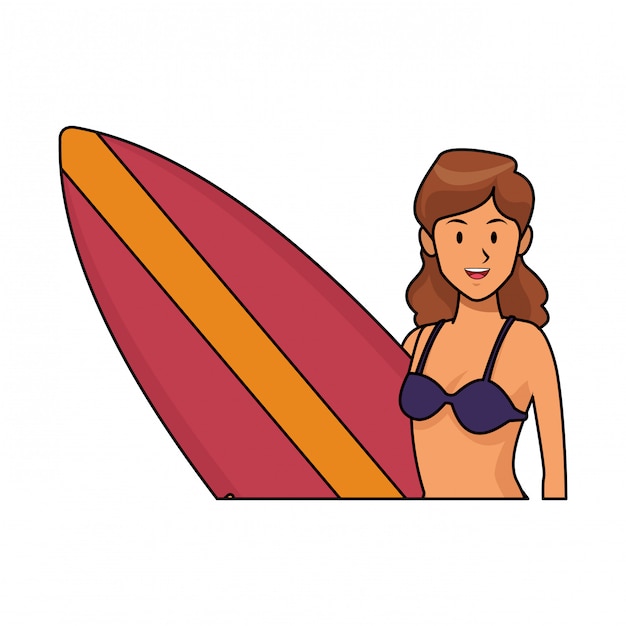 Mujer con tabla de surf