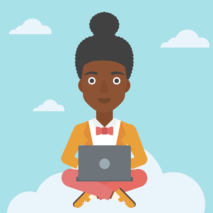 Vector mujer con tecnología de computación en la nube.