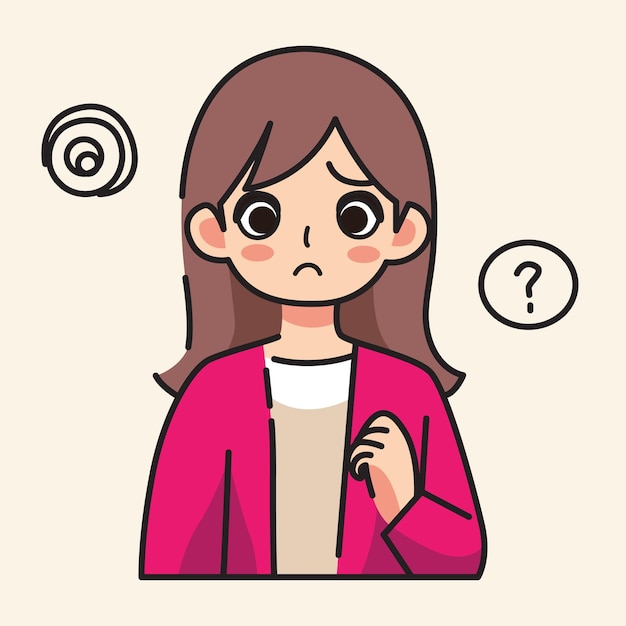 La mujer tenía una expresión confusa y estaba haciendo preguntas ilustración vectorial de diseño plano