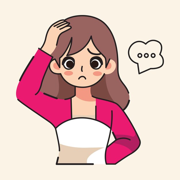 La mujer tenía una expresión confusa y estaba haciendo preguntas ilustración vectorial de diseño plano