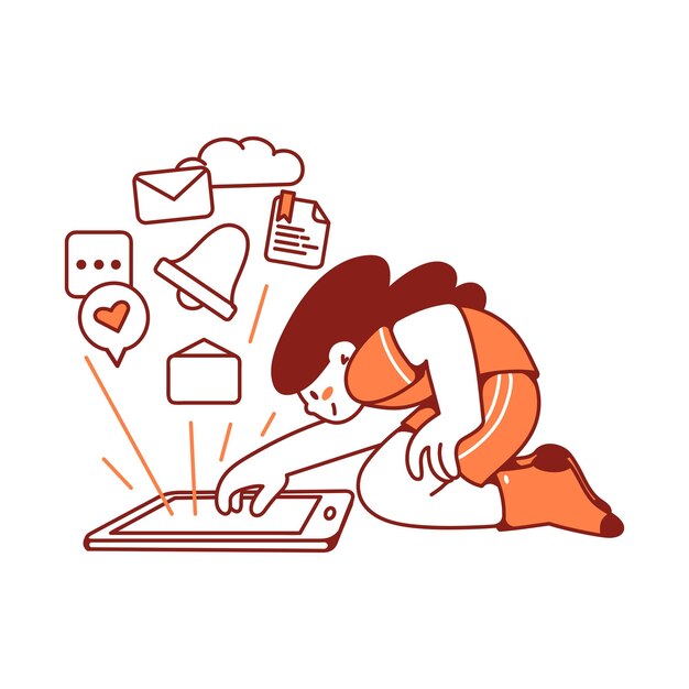 La mujer tiene muchas notificaciones en su teléfono inteligente.