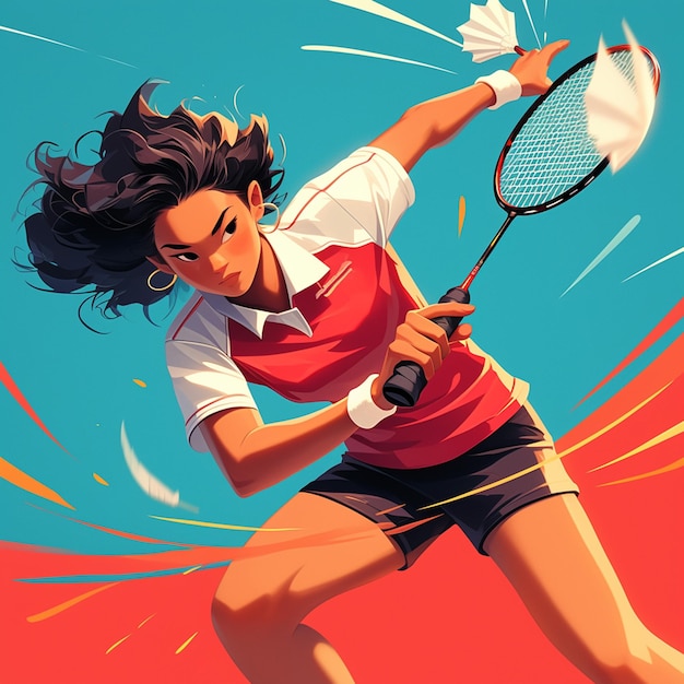 Vector una mujer de timor oriental está jugando al bádminton