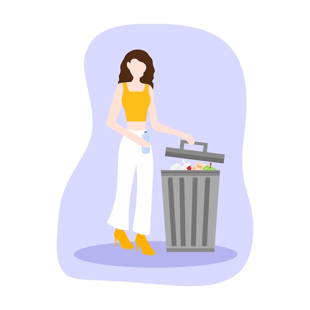 Mujer tirando la basura
