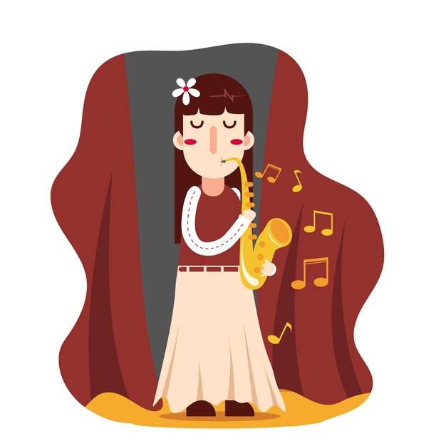Mujer tocando el saxofón