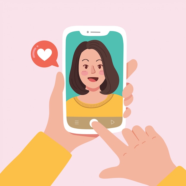 Mujer tomando foto selfie en smartphone