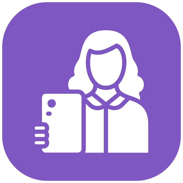 Mujer tomando un selfie Ilustración del icono vectorial del conjunto de iconos de limpieza