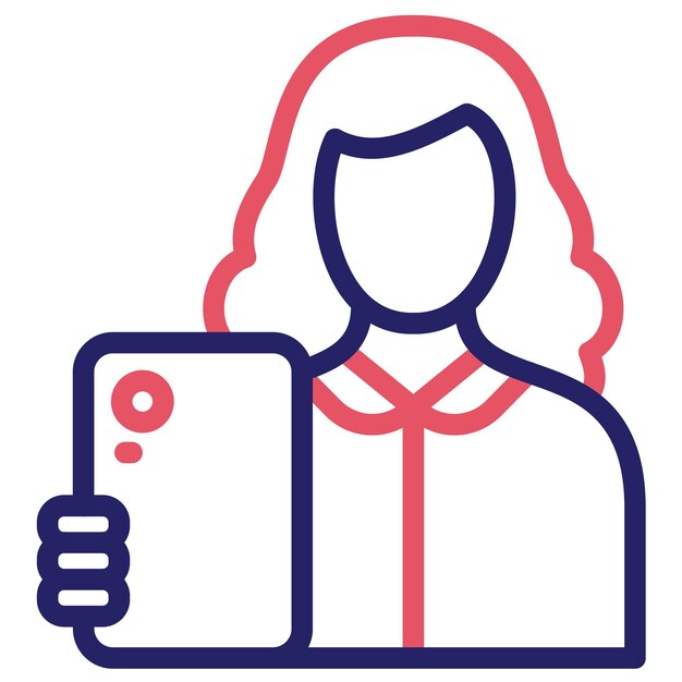 Mujer tomando un selfie Ilustración del icono vectorial del conjunto de iconos de limpieza
