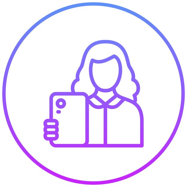 Mujer tomando un selfie Ilustración del icono vectorial del conjunto de iconos de limpieza