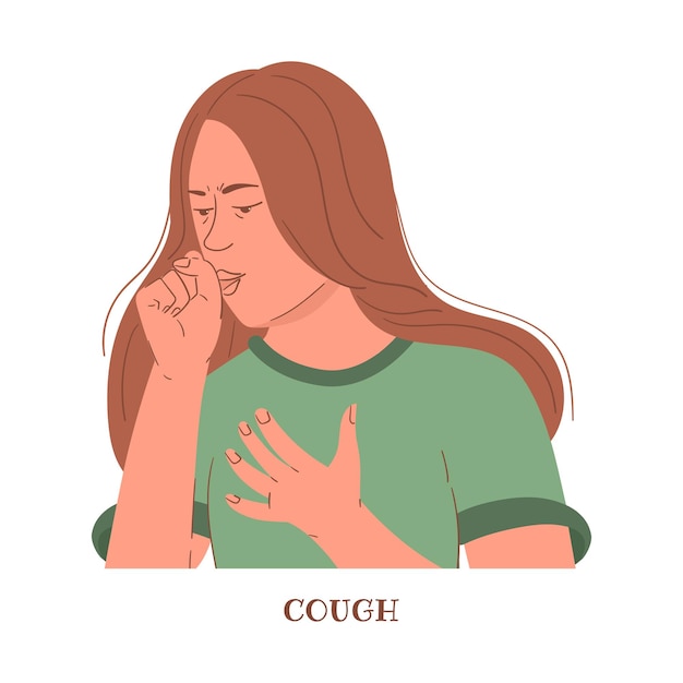 Mujer tosendo en su mano ilustración vectorial en estilo plano
