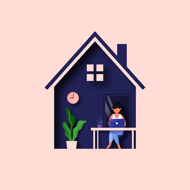 Mujer trabaja desde casa