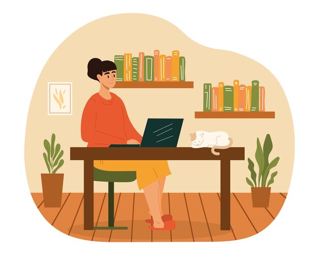 Mujer trabajando en casa