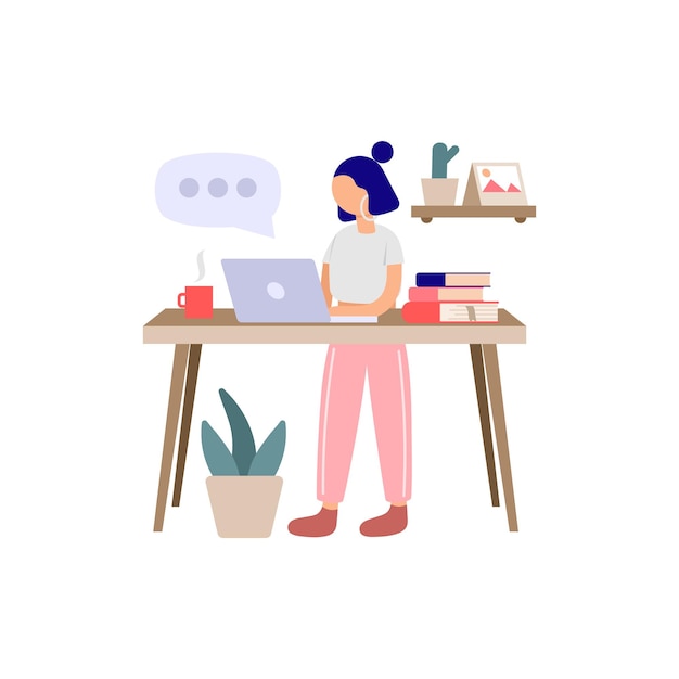Mujer trabajando desde casa