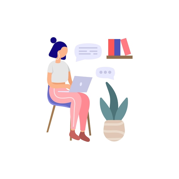 Mujer trabajando desde casa