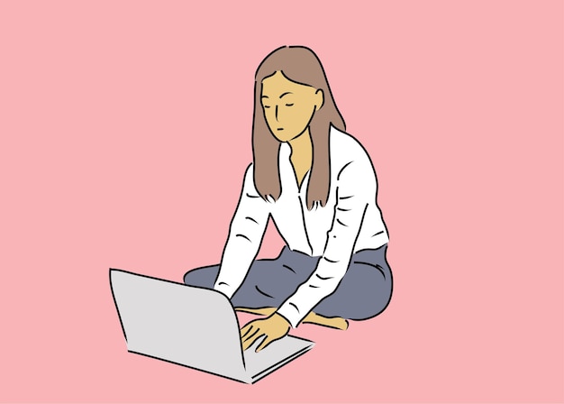 Mujer trabajando en una computadora portátil