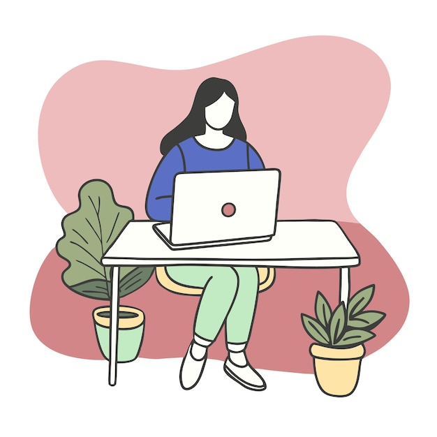 Mujer trabajando en una computadora portátil