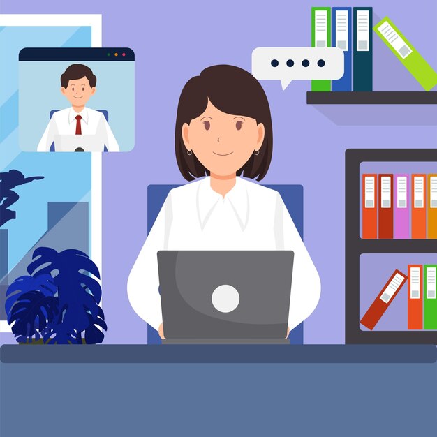 Mujer trabajando con una computadora portátil