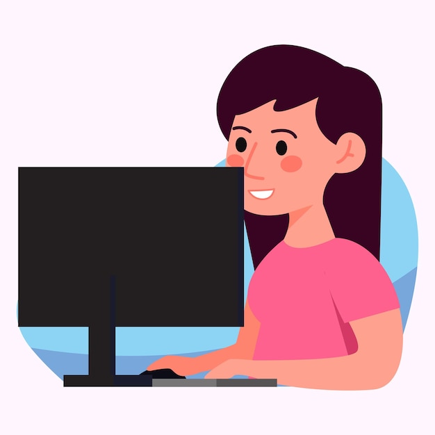 Mujer trabajando en la computadora